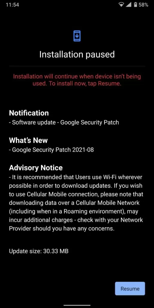 Nokia 9 Pureview August 2021 Security Patch S-1