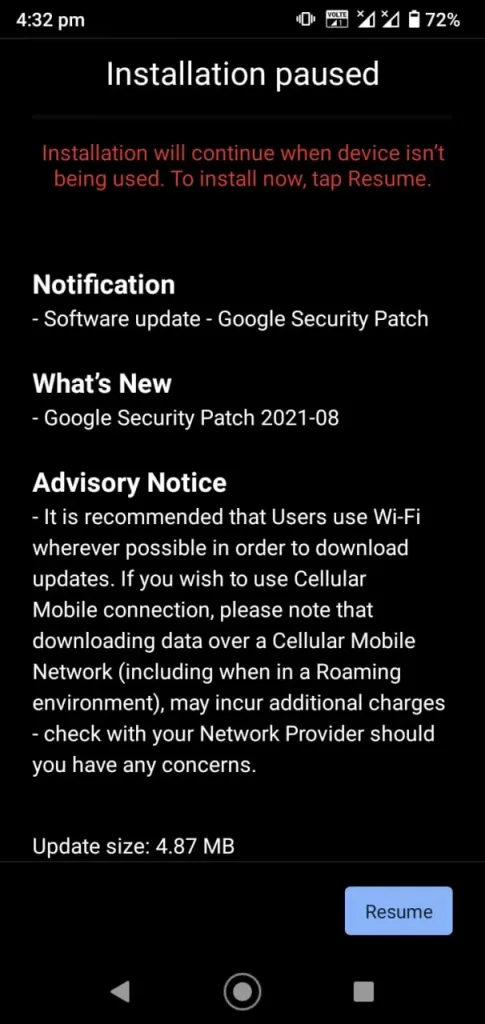 Nokia 3.2 August 2021 Security Patch