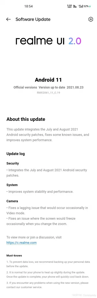 Realme 6 Pro August 2021 Security Patch S-1