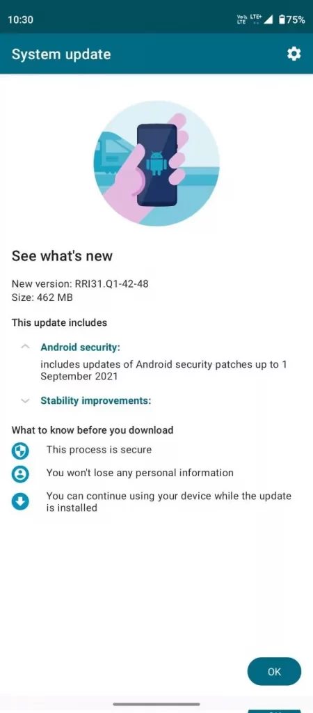 Motorola Moto G40 Fusion September 2021 Security Patch - 1