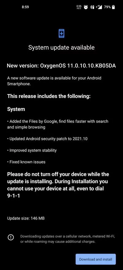 Oneplus 8T October 2021 Security Patch with Files by Google App 