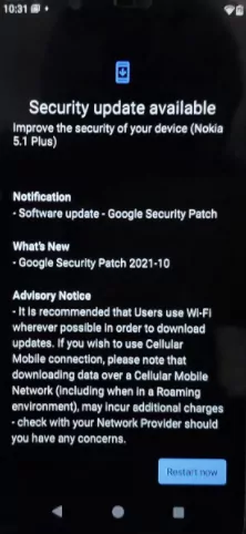 Nokia 5.1 Plus October 2021 Security Patch - 1