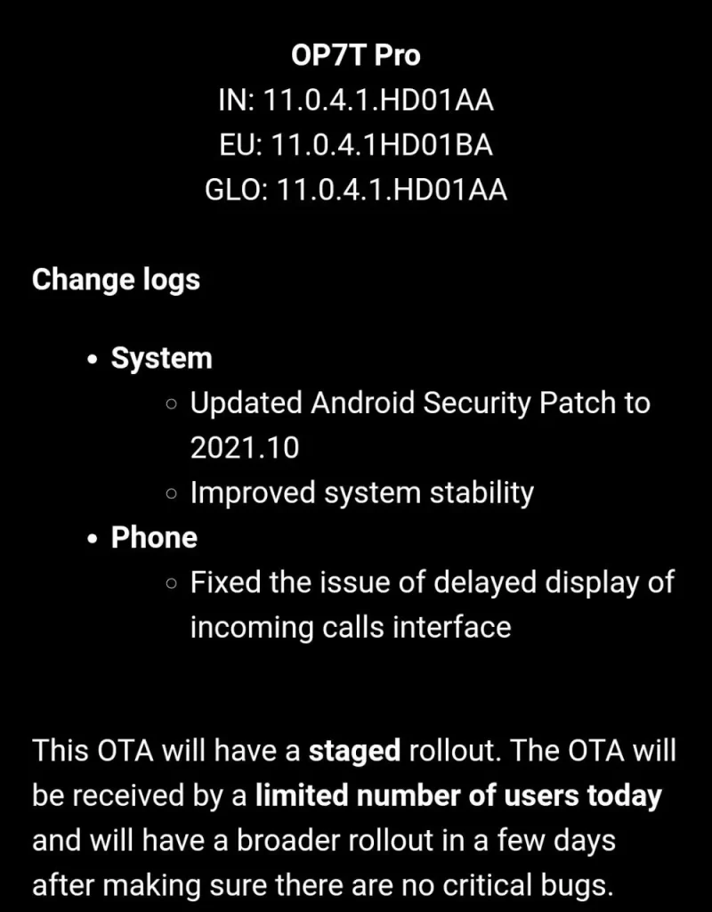 Oneplus 7T Pro OxygenOS 11.0.4.1. with October 2021 Security Patch - 1