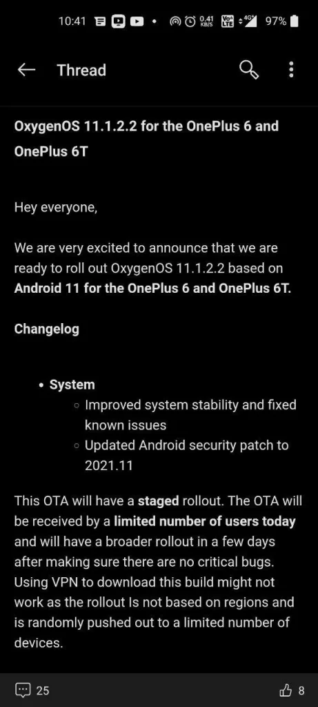 Oneplus  6 and 6T OxygenOS 11.1.2.2 with November 2021 Security Patch